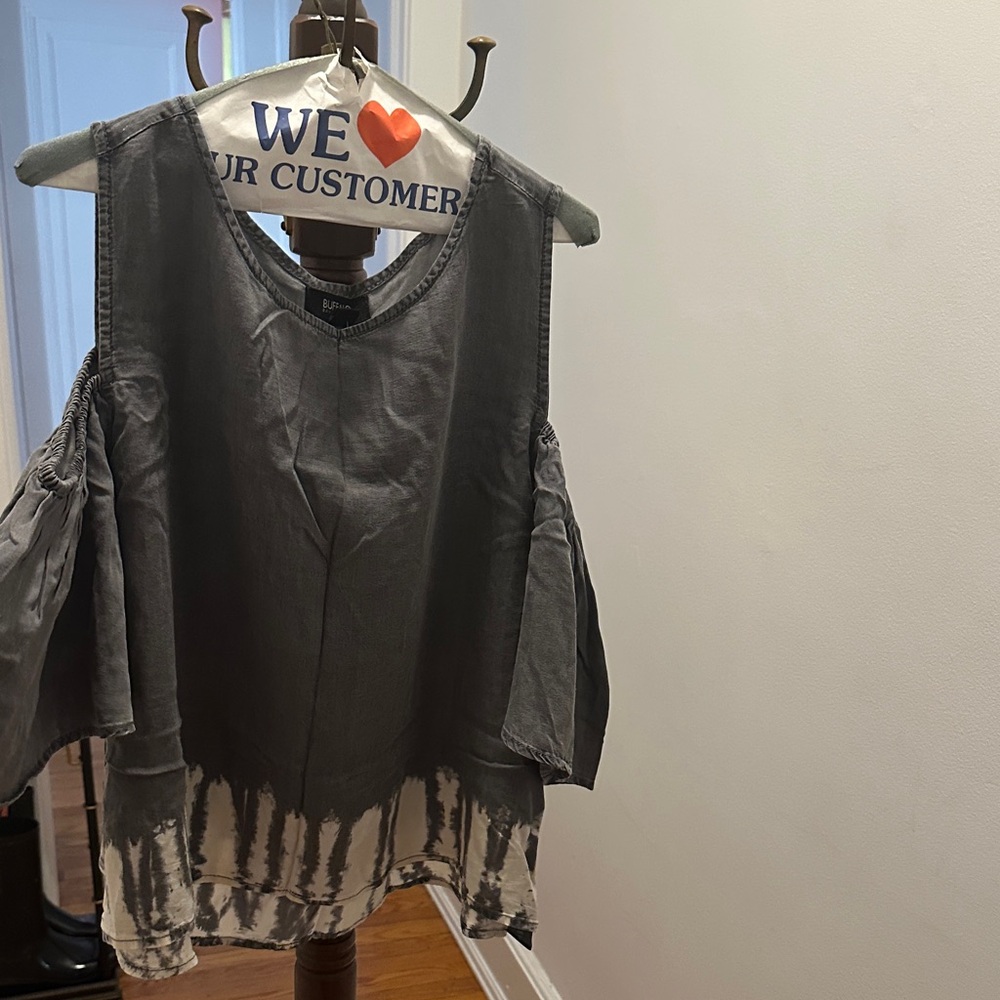Buffalo David Bitton Charcoal Tie-Dye Blouse